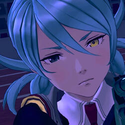 mio from xenoblade, a gray haired catgirl, yells